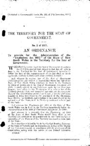 [Published in Commonwealth Gazette, No. 203, of 27th November, [removed]THE TERRITORY FOR THE SEAT OF GOVERNMENT. No. 2 of 1917.