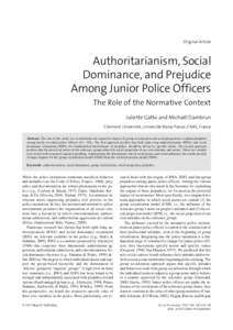 J. Gatto & M. Dambrun: Authoritarianism, Social Dominance, and Prejudice SocialP sychology Among © ; Junior