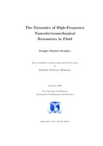 The Dynamics of High-Frequency Nanoelectromechanical Resonators in Fluid Douglas Richard Brumley