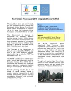 Fact Sheet - Vancouver 2010 Integrated Security Unit