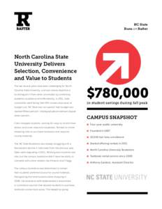 NC State Runs on Rafter North Carolina State University Delivers Selection, Convenience