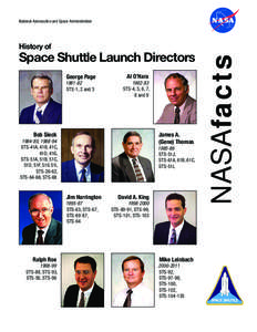 National Aeronautics and Space Administration  Space Shuttle Launch Directors George Page[removed]STS-1, 2 and 3