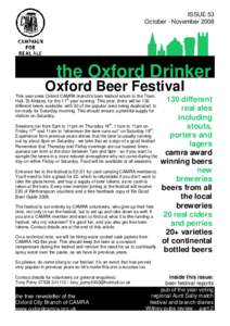 ISSUE 53 October - November 2008 the Oxford Drinker  Oxford Beer Festival