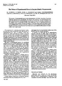 361  Biochem. J, Printed in Great Britain  The Nature of Experimental Error in Enzyme Kinetic Measurements