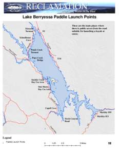 Lake Berryessa Paddle Launch Points Eticuera ¡ Turnout !  ¡