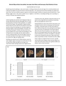 Almond Mycorrhizal Inoculation Increases Root Mass and Decreases Plant Moisture Stress David Steinfeld and Tom Lyke Establishing almond seedlings on sites where water is limiting will reduce the size and vigor of an orch