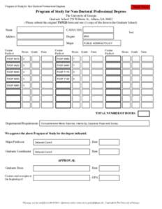 Program of Study for Non-Doctoral Professional Degrees  Program of Study for Non-Doctoral Professional Degrees Reset Form