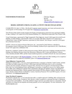 FOR IMMEDIATE RELEASE  Christina Thigpen Bissell 