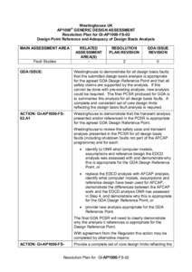 AP1000® Generic Design Assessment Resolution Plan