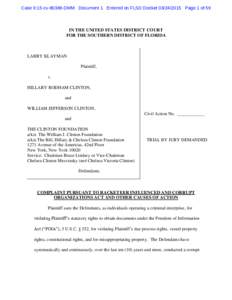 Case 9:15-cv[removed]DMM Document 1 Entered on FLSD Docket[removed]Page 1 of 59  IN THE UNITED STATES DISTRICT COURT FOR THE SOUTHERN DISTRICT OF FLORIDA  LARRY KLAYMAN