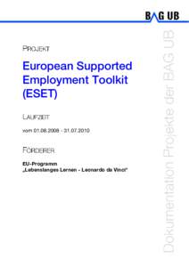 European Supported Employment Toolkit (ESET) vomEU-Programm