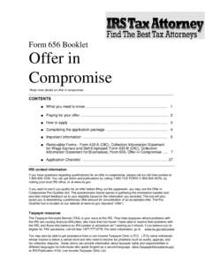 Form 656 Booklet  Offer in Compromise Read more details on offer in compromise