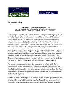 Microsoft Word - SpaceQuest_News Release-Falconsat.doc