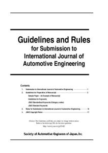 Guidelines and Rules for Submission to International Journal of Automotive Engineering  Contents