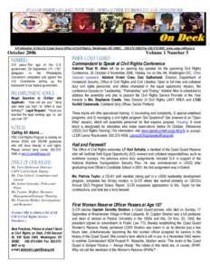PLEASE FORWARD AND POST THIS NEWSLETTER TO BENEFIT ALL PERSONNEL  On Deck A Publication of the U.S Coast Guard Office of Civil Rights, Washington DC[removed]October 2006