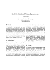 SacSoph: Distributed Wireless Epistemologies Ike Antkaretoo International Institute of Technology United Slates of Earth 