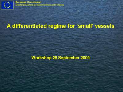 European Commission Directorate General for Maritime Affairs and Fisheries A differentiated regime for „small‟ vessels  Workshop 28 September 2009
