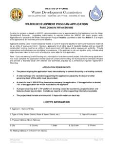 THE STATE OF WYOMING  Water Development Commission 6920 YELLOWTAIL ROAD  TELEPHONE: (