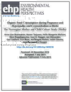 Organic Food Consumption during Pregnancy and Hypospadias and Cryptorchidism at Birth: The Norwegian Mother and Child Cohort Study (MoBa)