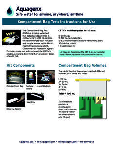 Aquagenx  Safe water for anyone, anywhere, anytime Compartment Bag Test: Instructions for Use The Compartment Bag Test