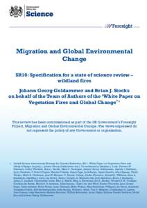 1  Migration and Global Environmental Change SR10: Specification for a state of science review – wildland fires