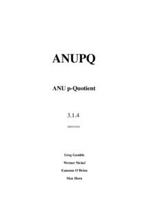 ANUPQ ANU p-Quotient