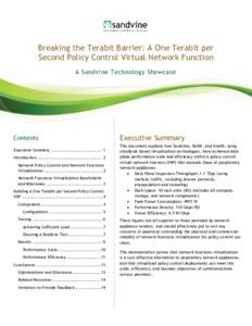 Breaking the Terabit Barrier: A One Terabit per Second Policy Control Virtual Network Function A Sandvine Technology Showcase Contents Executive Summary ................................... 1