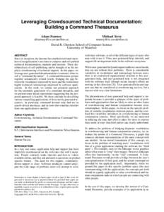 Leveraging Crowdsourced Technical Documentation: Building a Command Thesaurus Adam Fourney   Michael Terry