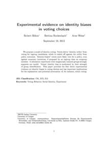 Experimental evidence on identity biases in voting choices ∗ †