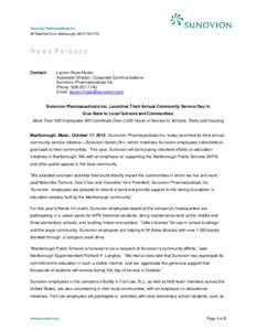 Sunovion Pharmaceuticals Inc. 84 Waterford Drive, Marlborough, MA[removed]Tel[removed]News Release News Release