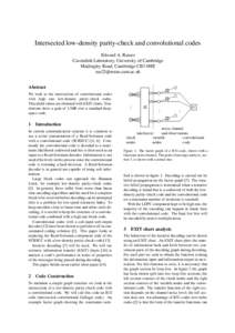 Intersected low-density parity-check and convolutional codes Edward A. Ratzer Cavendish Laboratory, University of Cambridge Madingley Road, Cambridge CB3 0HE  Abstract