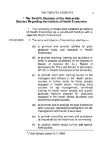 THE TWELFTH STATUTES  1 * The Twelfth Statutes of the University Statutes Regarding the Institute of Health Economics