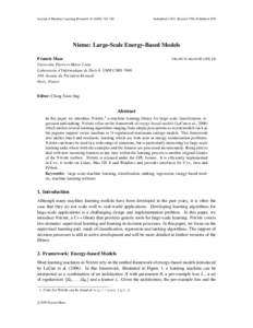 Journal of Machine Learning Research[removed]746  Submitted 11/07; Revised 7/08; Published 3/09 Nieme: Large-Scale Energy-Based Models Francis Maes