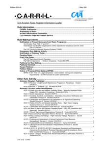 Civil Aviation Rules Register Information Leaflet - May 2011