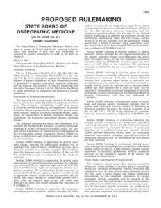 7549  PROPOSED RULEMAKING STATE BOARD OF OSTEOPATHIC MEDICINE [ 49 PA. CODE CH. 25 ]