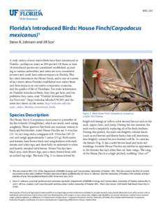 WEC 253  Florida’s Introduced Birds: House Finch(Carpodacus mexicanus)1 Steve A. Johnson and Jill Sox2
