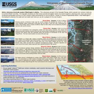 Newspapers In Education and USGS Present:  Volcanoes of Washington’s Cascade Range Active volcanoes dominate western Washington’s skyline. The volcanoes are part of the Cascade Range, which extends from northern Cali