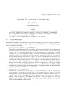 ISO/IEC JTC1/SC22/WG5 N1702  Rationale for Co-Arrays in Fortran 2008 Aleksandar Donev 20th September 2007 Abstract