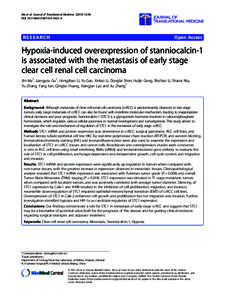 Hypoxia-induced overexpression of stanniocalcin-1 is associated with the metastasis of early stage clear cell renal cell carcinoma