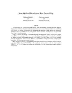 Near-Optimal Distributed Tree Embedding Mohsen Ghaffari Christoph Lenzen  MIT