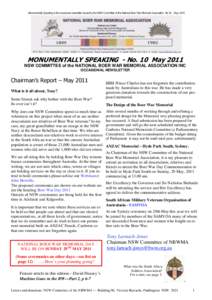 Monumentally Speaking is the occasional newsletter issued by the NSW Committee of the National Boer War Memorial Association No.10 , May[removed]MONUMENTALLY SPEAKING - No. 10 May 2011 NSW COMMITTEE of the NATIONAL BOER WA