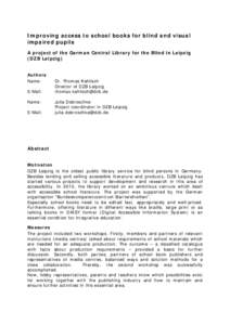 Information science / Library science / Leipzig / Disability / Information / German Central Library for the Blind / DZB / Library / Public library / Publishing / Audiobook / DAISY Digital Talking Book