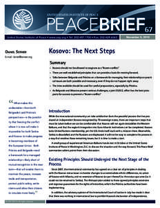 UNITED STates institute of peace  peaceBrieF67 United States Institute of Peace • www.usip.org • Tel[removed] • Fax[removed]November 5, 2010
