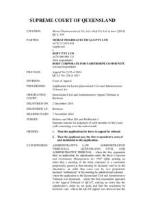 SUPREME COURT OF QUEENSLAND CITATION: Morat Pharmaceuticals Pty Ltd v Hoft Pty Ltd & AnorQCA 319