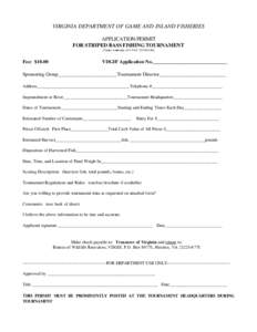 Application/Permit for Striped Bass Fishing Tournament