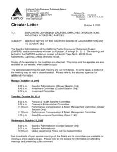 Circular Letter NoMeeting Notice of the CalPERS Board of Administration and Its Committees