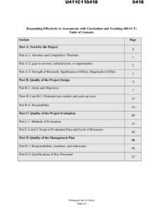 U411C110418[removed]Responding Effectively to Assessments with Curriculum and Teaching (REACT) Table of Contents