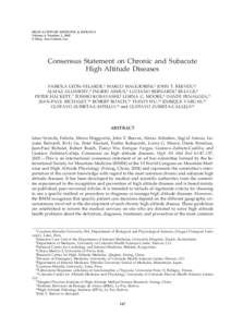 HIGH ALTITUDE MEDICINE & BIOLOGY Volume 6, Number 2, 2005 © Mary Ann Liebert, Inc. Consensus Statement on Chronic and Subacute High Altitude Diseases