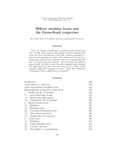 Annals of Mathematics[removed]), 439–484 doi: [removed]annals[removed]Hilbert modular forms and the Gross-Stark conjecture By Samit Dasgupta, Henri Darmon, and Robert Pollack