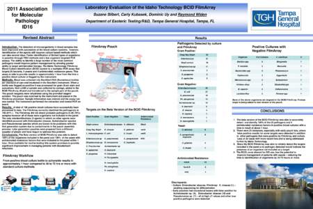 2011 Association for Molecular Pathology ID16  Laboratory Evaluation of the Idaho Technology BCID FilmArray